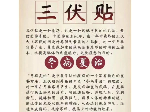 三伏貼冬病夏治錯過再等一年